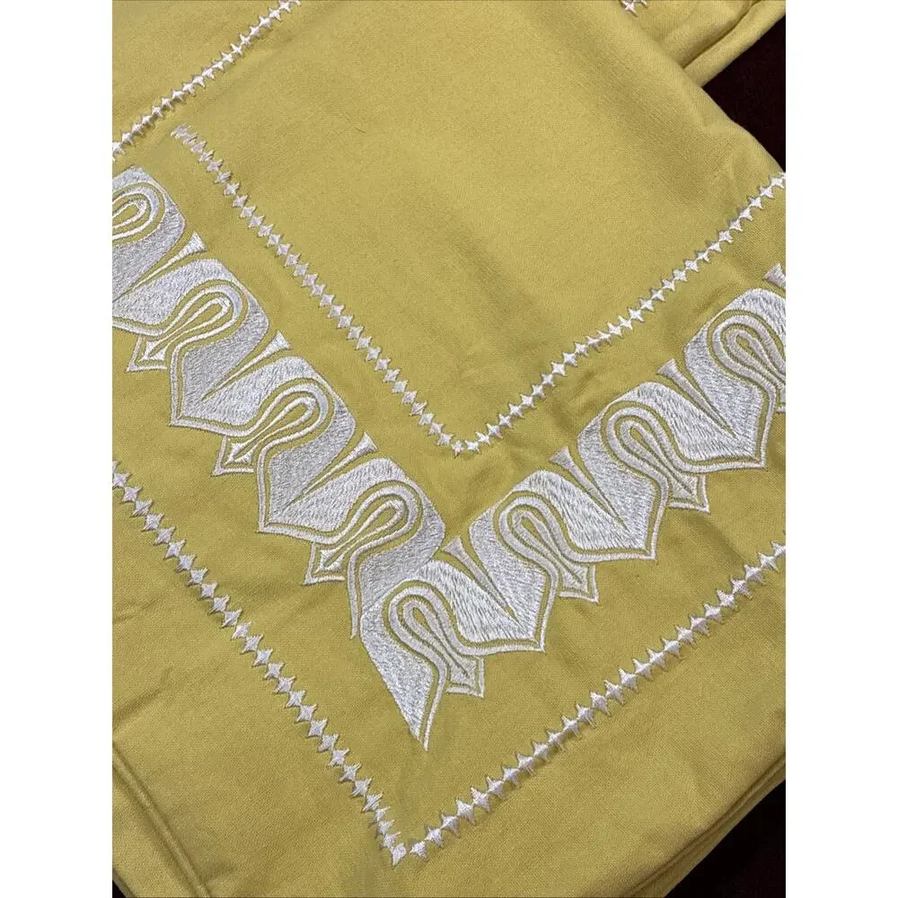 Echo Yellow Chartreuse Embroidered Euro Sham Pillow Cover 26x26 Hidden Zipper